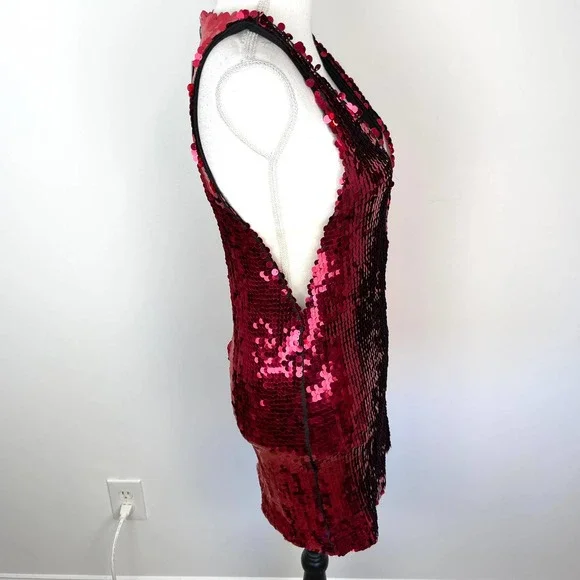 NBD Bexley Sequin Shift Dress In Raspberry Red Size XXS New - Picture 7 of 16